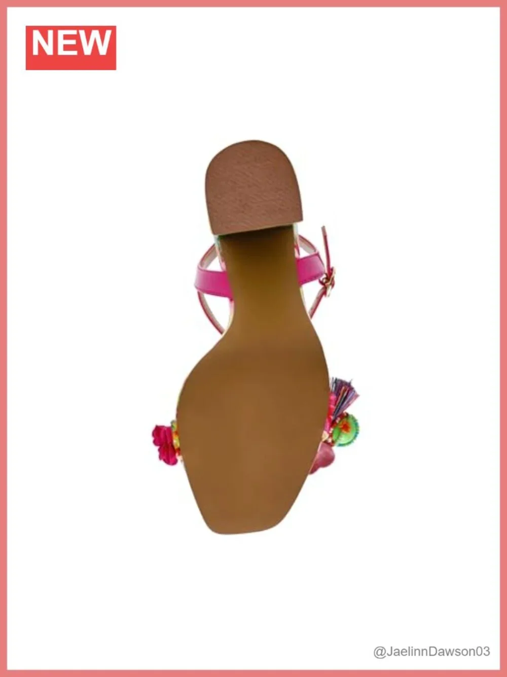 Heeled Sandals with Ankle Strap & Floral Print